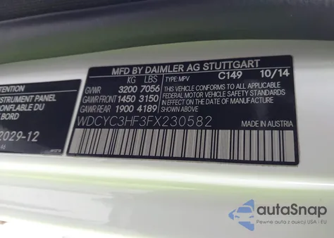 2015 Mercedes-Benz G 550 4Matic z USA, uszkodzony, nr VIN WDCYC3HF3FX230582